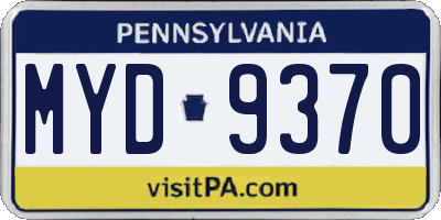 PA license plate MYD9370