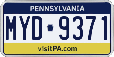 PA license plate MYD9371