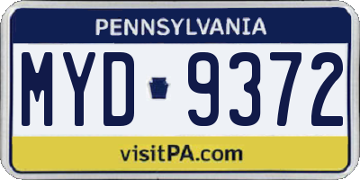 PA license plate MYD9372
