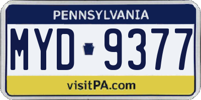 PA license plate MYD9377