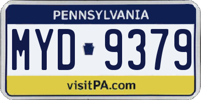 PA license plate MYD9379