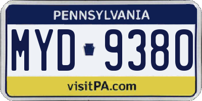 PA license plate MYD9380