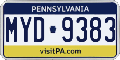 PA license plate MYD9383