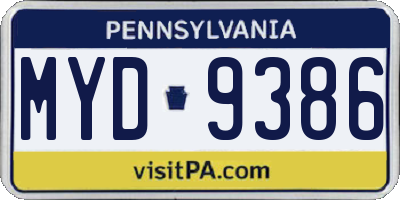 PA license plate MYD9386