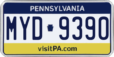 PA license plate MYD9390