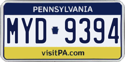 PA license plate MYD9394
