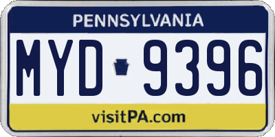 PA license plate MYD9396