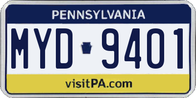 PA license plate MYD9401