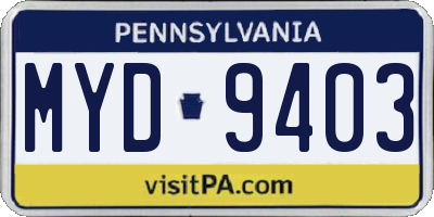 PA license plate MYD9403
