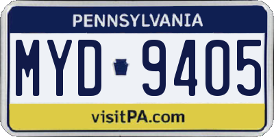 PA license plate MYD9405