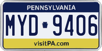 PA license plate MYD9406