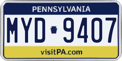 PA license plate MYD9407