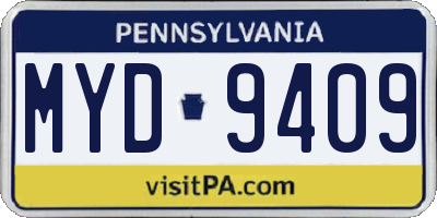 PA license plate MYD9409