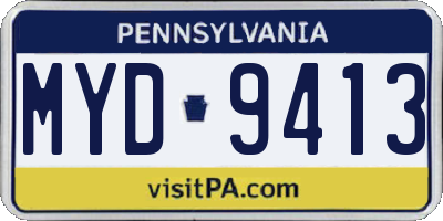 PA license plate MYD9413