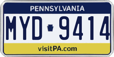 PA license plate MYD9414
