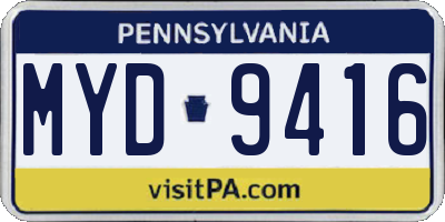 PA license plate MYD9416