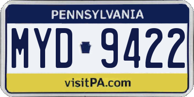 PA license plate MYD9422