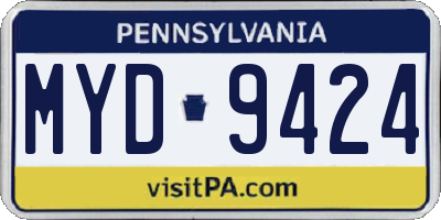 PA license plate MYD9424