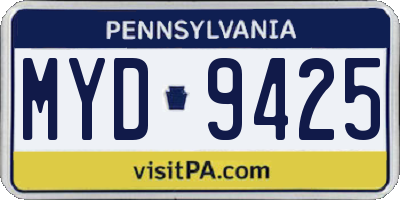 PA license plate MYD9425