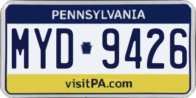 PA license plate MYD9426