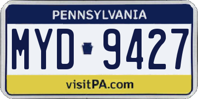 PA license plate MYD9427