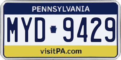 PA license plate MYD9429