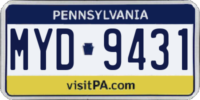 PA license plate MYD9431