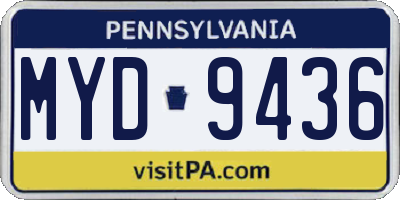 PA license plate MYD9436