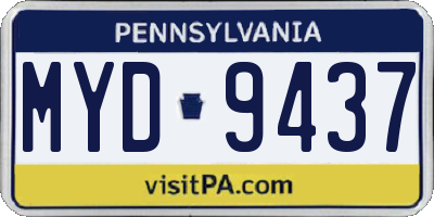 PA license plate MYD9437