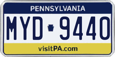 PA license plate MYD9440