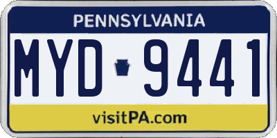 PA license plate MYD9441