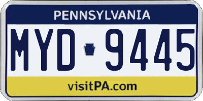 PA license plate MYD9445
