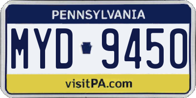 PA license plate MYD9450