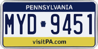 PA license plate MYD9451