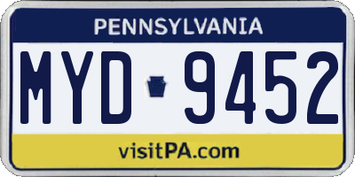 PA license plate MYD9452