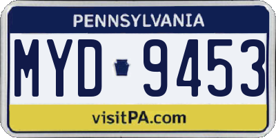 PA license plate MYD9453