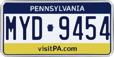 PA license plate MYD9454