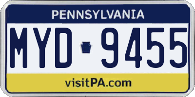 PA license plate MYD9455
