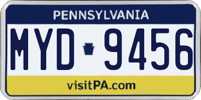 PA license plate MYD9456