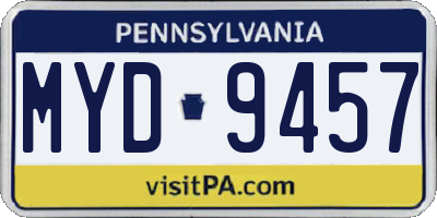 PA license plate MYD9457