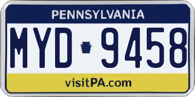PA license plate MYD9458