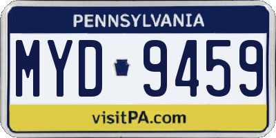 PA license plate MYD9459