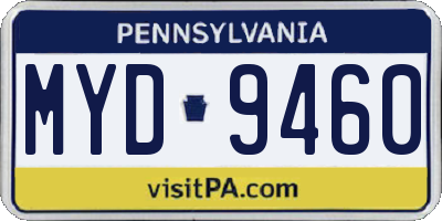 PA license plate MYD9460