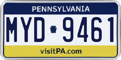 PA license plate MYD9461