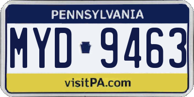 PA license plate MYD9463