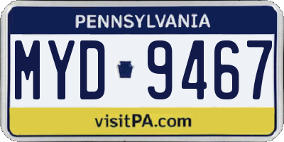 PA license plate MYD9467