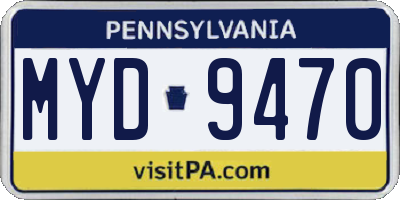 PA license plate MYD9470