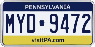 PA license plate MYD9472