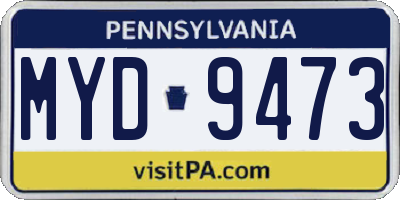 PA license plate MYD9473