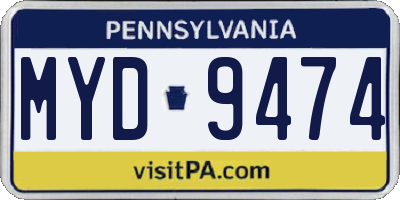PA license plate MYD9474